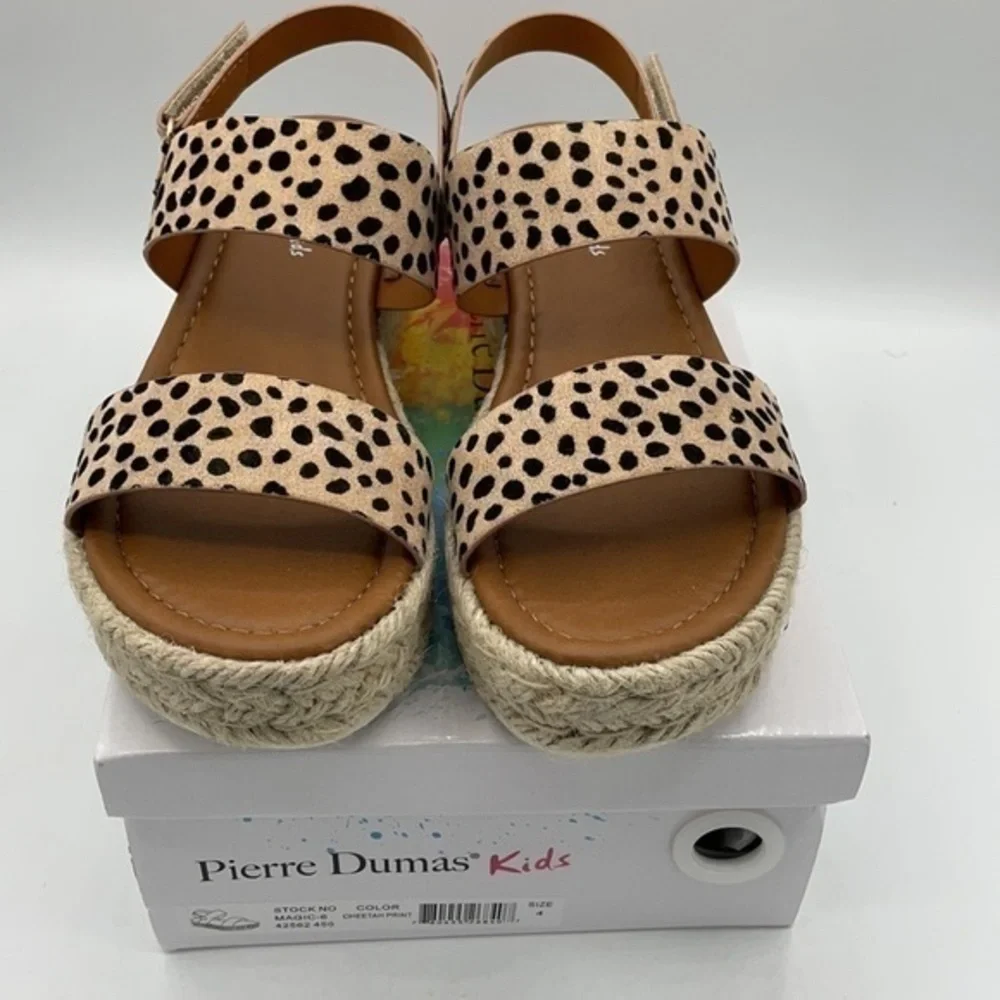 PIERRE DUMAS Cheetah Stud-Accent Magic Sandals